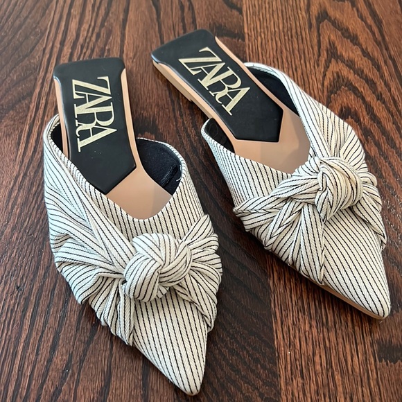 Zara Shoes - Zara Flats, size 7 (EU 37), black and white pin stripe